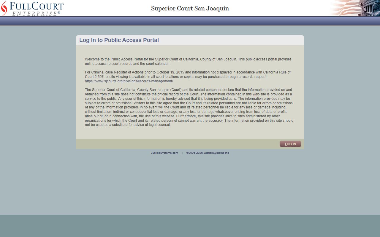 San Joaquin County court records after jail arrest public portal